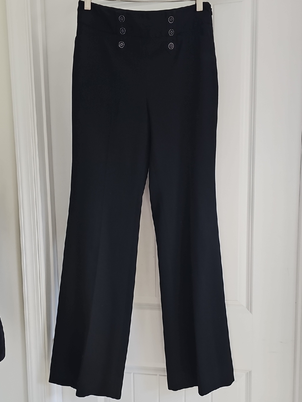 WHBM Black Modern Flare Pants, Size 6R